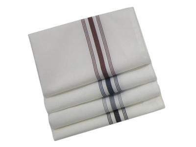 Bistro Napkins 100% Spun Polyester - White w/Navy Blue Stripes  18"x22" (Pack of 12) 